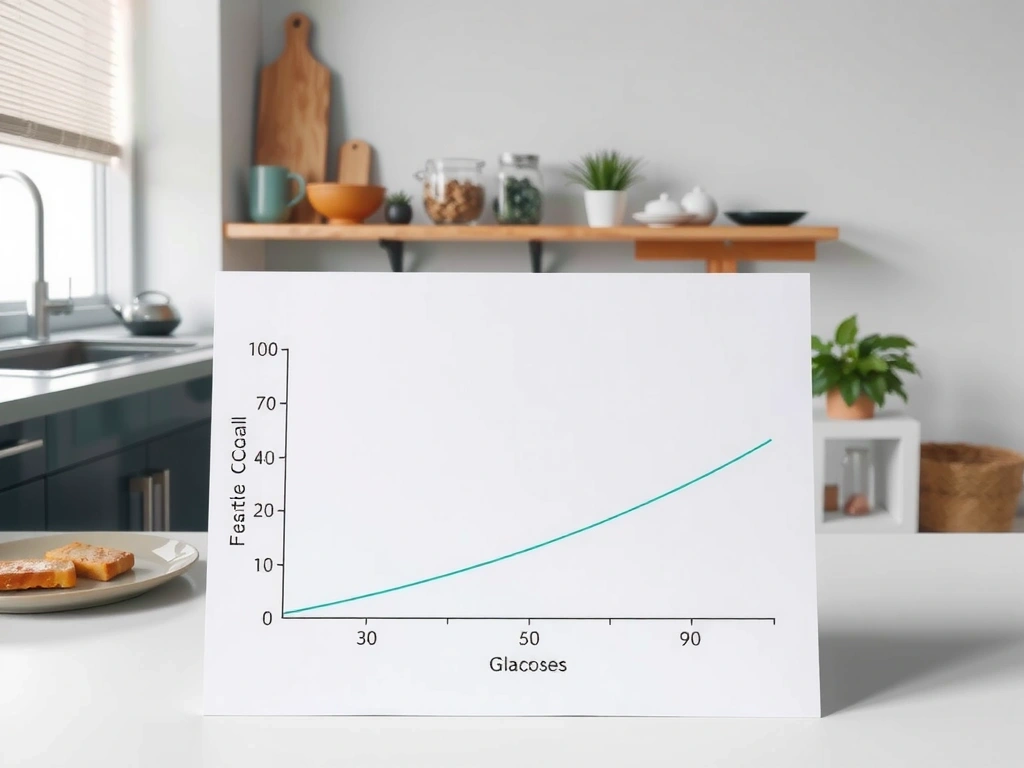 Wykres glukozy po śniadaniu: szybki węgiel vs zrównoważone makro.